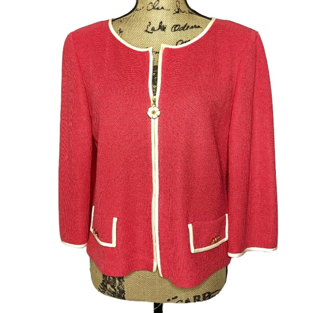 St. John Collection Coral Knit Wool Blend Blazer Jacket